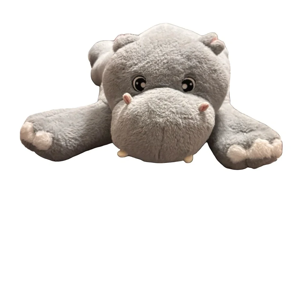 Hippo Plush Toy Kids Large Grey Floppy Laying Down Stuffed Animal